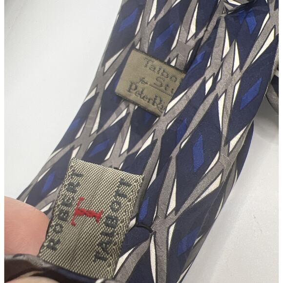 ROBERT TALBOTT STUDIO For Peter Richard Silk Tie ART DECO GEOMETRIC Blue Gray - Picture 5 of 12